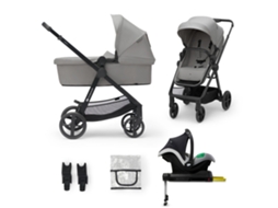 Carrinho de Bebé Kinderkraft NEWLY 4 em 1 com Cadeira Auto MINK PRO i-Size, Dobrável e Leve Cinzento