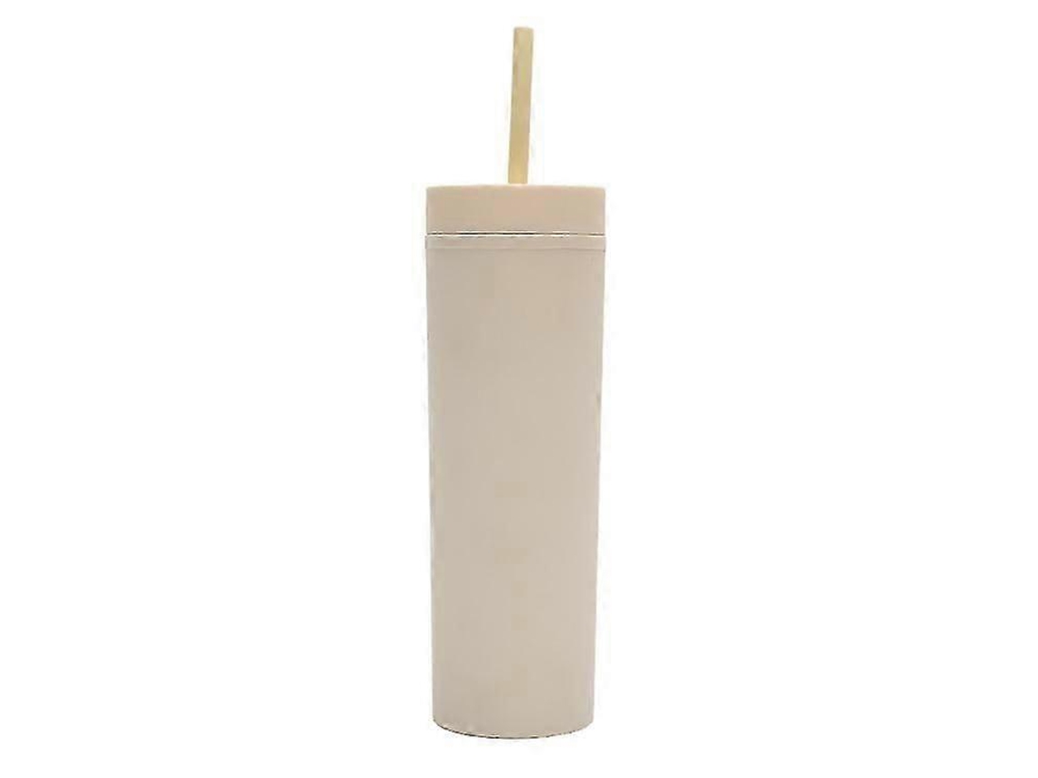 Copo Plástico Duplo Fosco Novo 2026 Rosa 480ml, Copo De Água Simples Conveniente Com Canudo