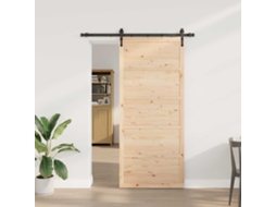 Vidaxl Porta Deslizante Natural 80 X 208 Cm Madeira De Pinho Maciça