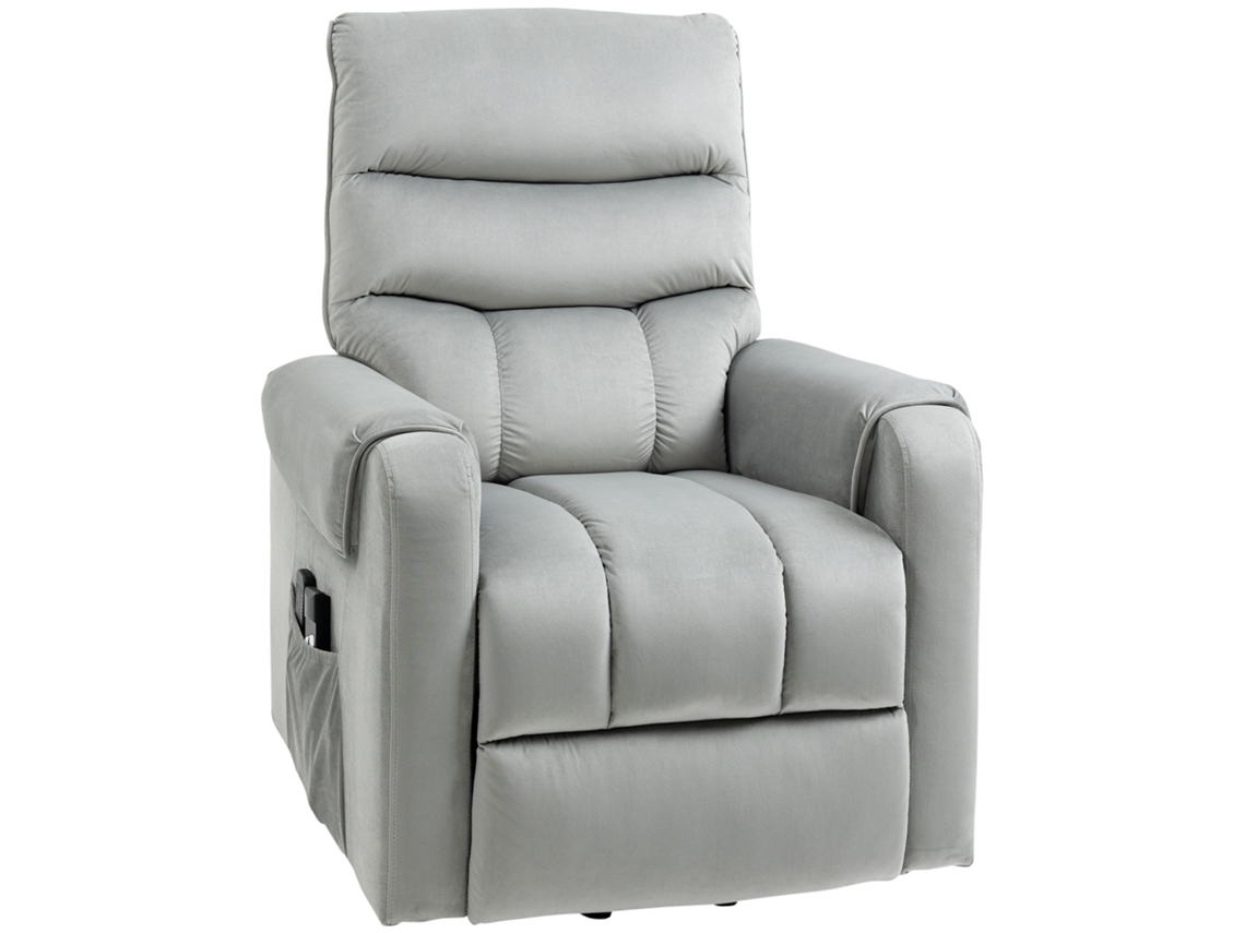 Poltrona De Massagem Relax Levanta Pessoas Com Reclinação Elétrica Em Até 135° Com Controle Remoto E 8 Zonas De Estofado Em Veludo E Acolchoada