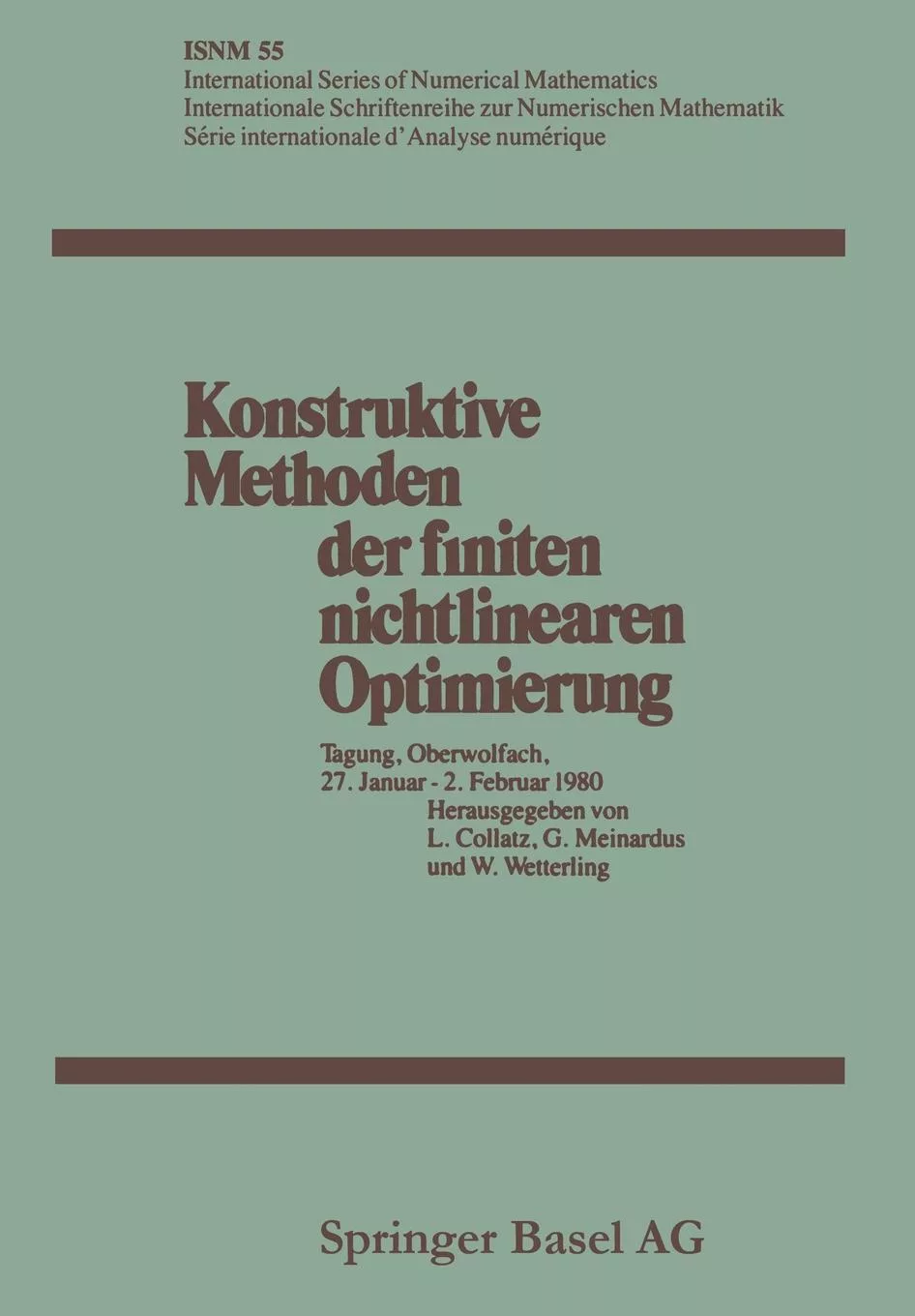 Livro Konstruktive Methoden Der Finiten Nichtlinearen Optimierung De Lothar Collatz (inglês)