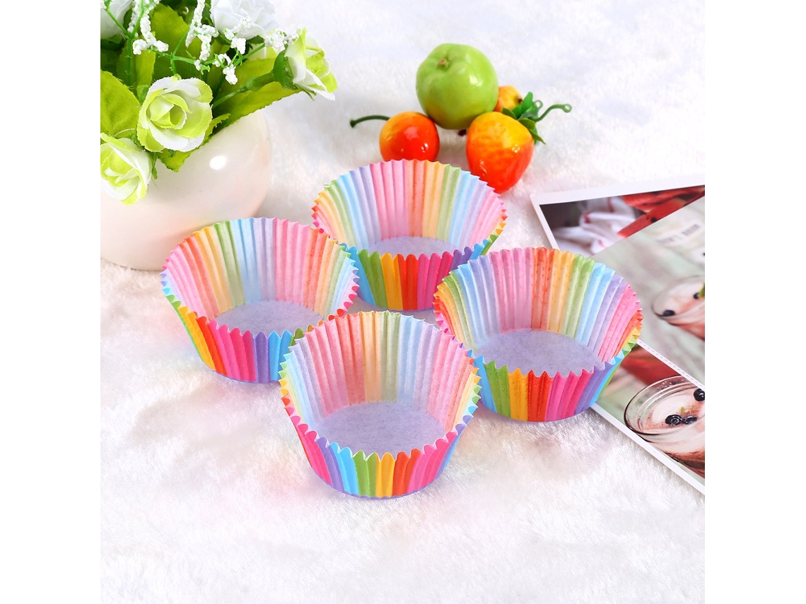 100 Forminhas De Papel Coloridas Para Muffins E Bolos.