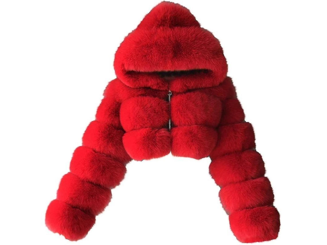 2026 abrigo de Peluche Falso para Mulher com Capuz Abrigo Curto Bola Fleece Jaqueta Quente Tamanhos para Mulher