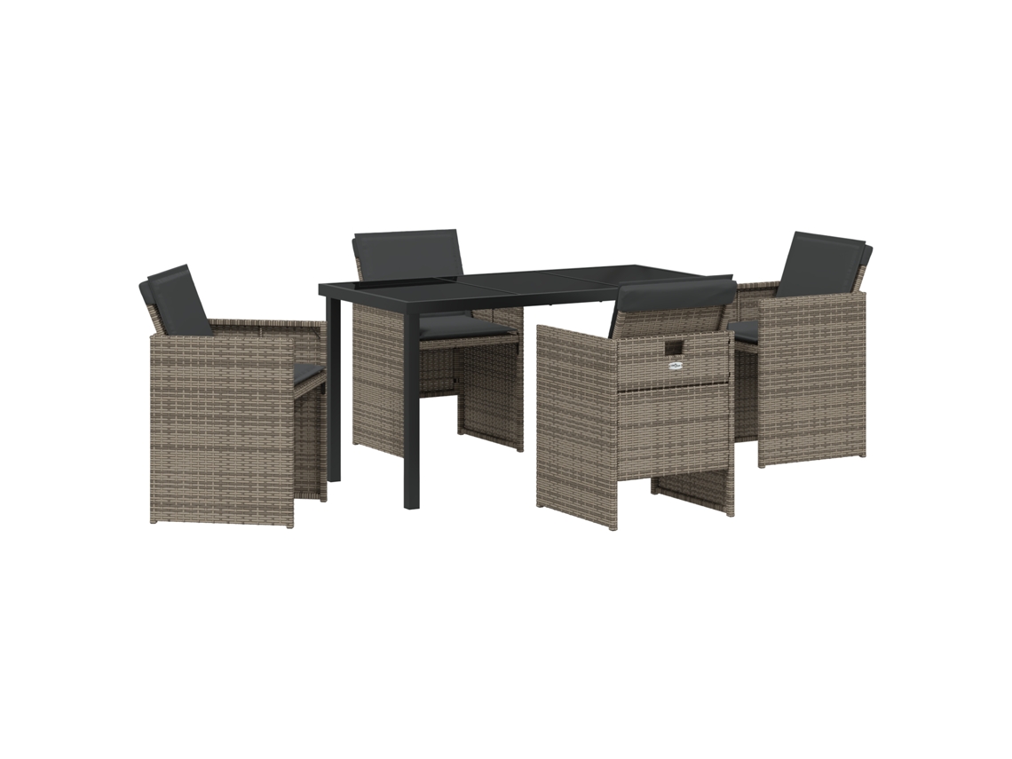 Conjunto 5 De Jantar Para Jardim De Vidaxl Com Travesseiros Cinza Vime Pe