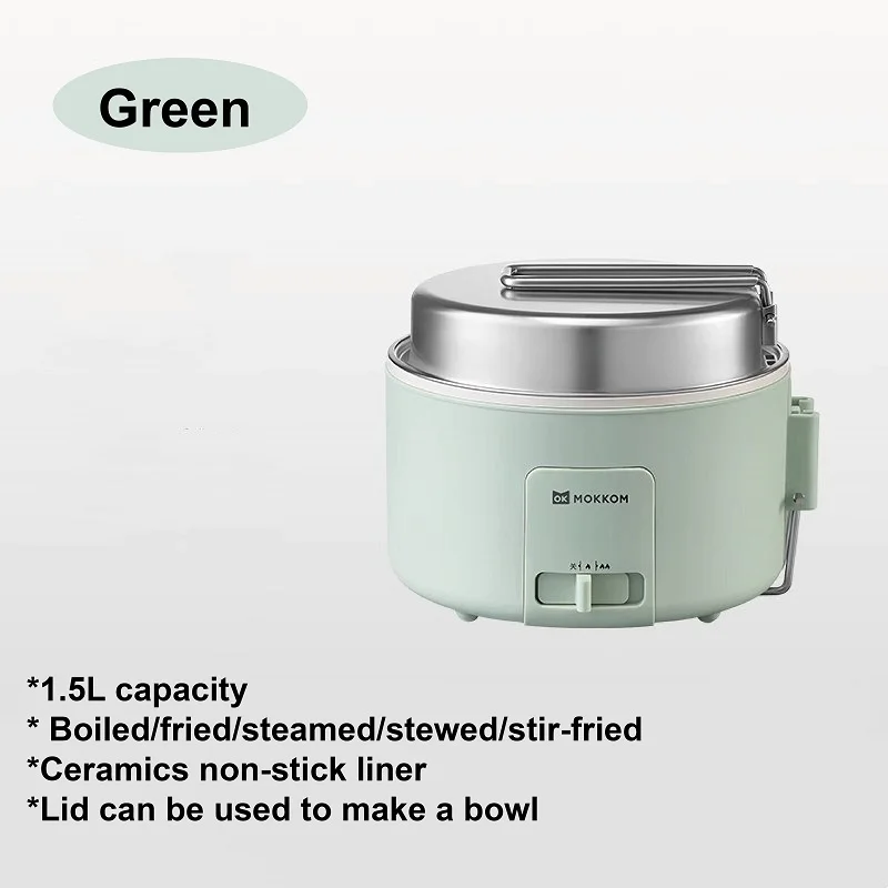 (verde) Fogão elétrico portátil de 1,5 l, com revestimento cerâmico antiaderente, ideal para cozinhar macarrão.