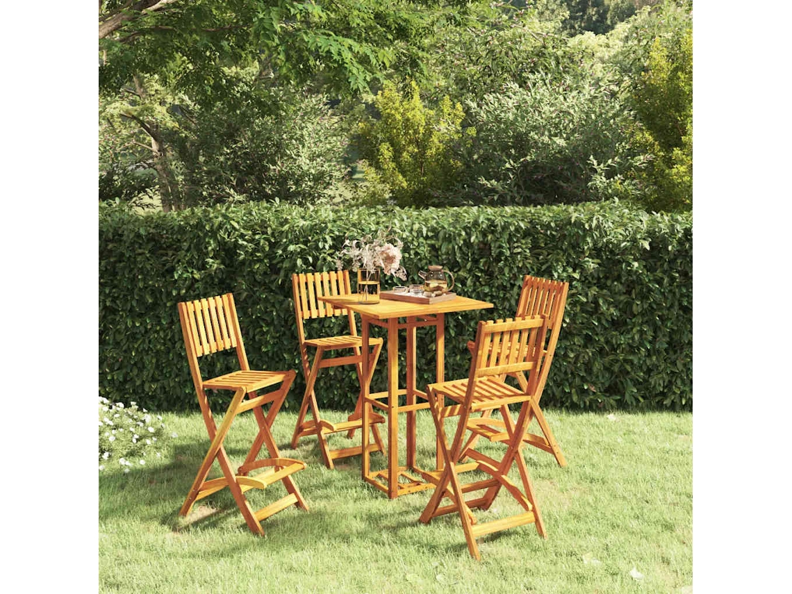 Vidaxl 5 Pcs Conjunto De Bar Para Exterior Madeira De Acácia Maciça
