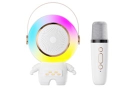Mini Máquina De Karaokê Infantil, Alto Falante Bluetooth Portátil Com Luz Led De Relógio E 1 Microfone Sem Fio, Ótimo Presente De Aniversári Yizhood