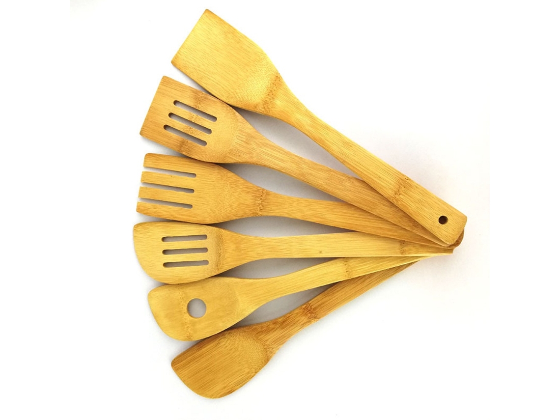 Elysve Pack De Utensílios De Cozinha Com Espátula De Bambu Pack De 5 Peças
