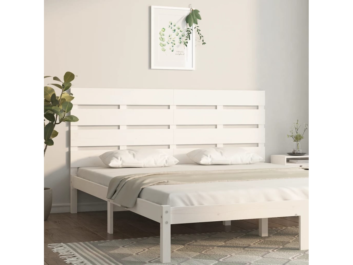 Vidaxl Cabeceira De Cama 120x3x80 Cm Pinho Maciço Branco