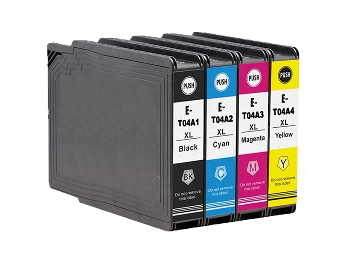 Pack 4 Tinteiros Compatíveis Epson C13T04A100 C13T04A200 C13T04A300 C13T04A400 para Wf-C8690 Wf-C8190