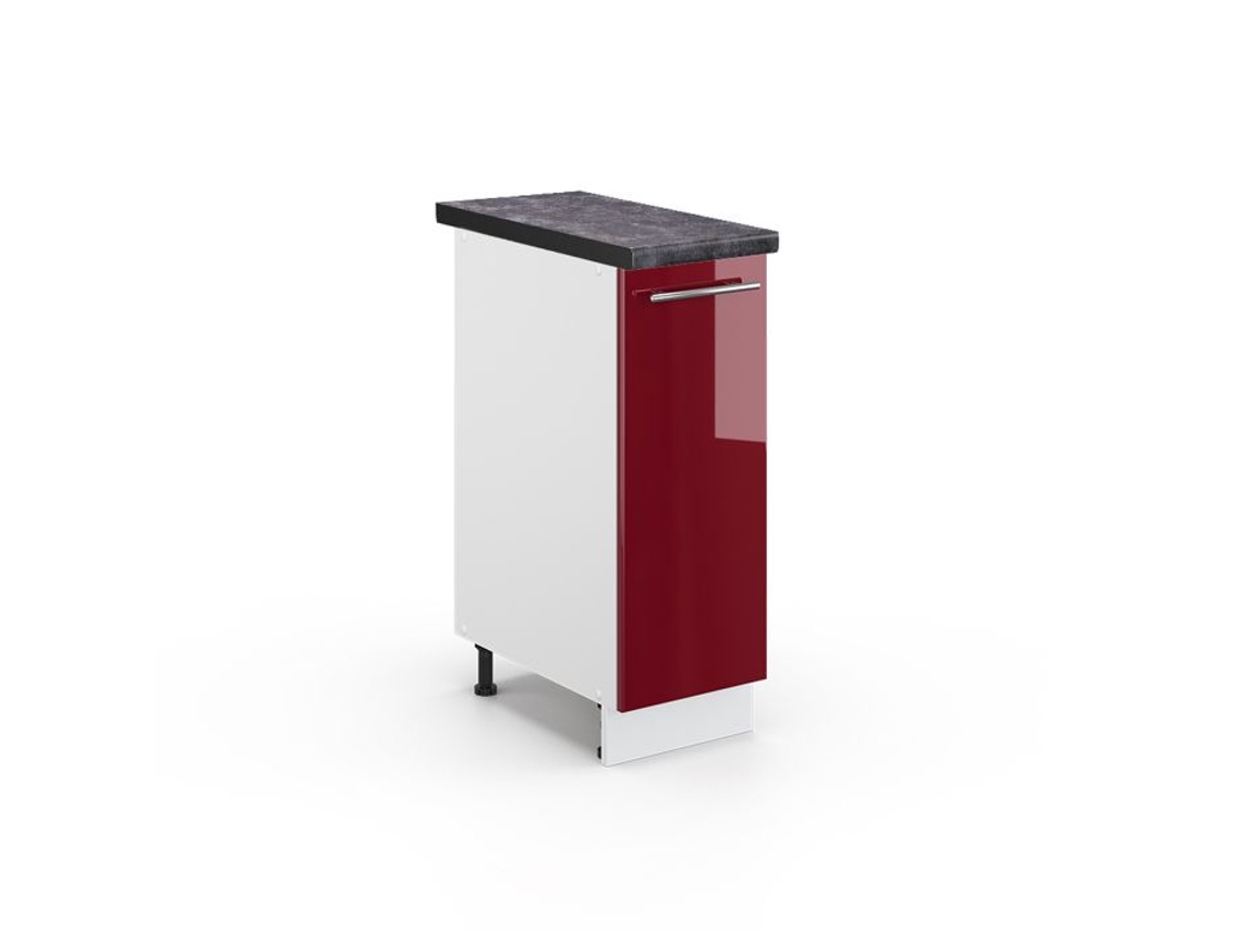 Armário de cozinha Fame-Line, 30 cm, PT Antracite, Vermelho Borgonha alto brilho, Vicco