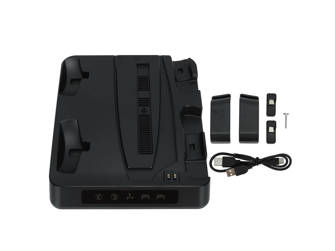 Ats base de Carga com Ventilador de Dissipação de Calor 4 Portas Indicadores Led para Console Ps5