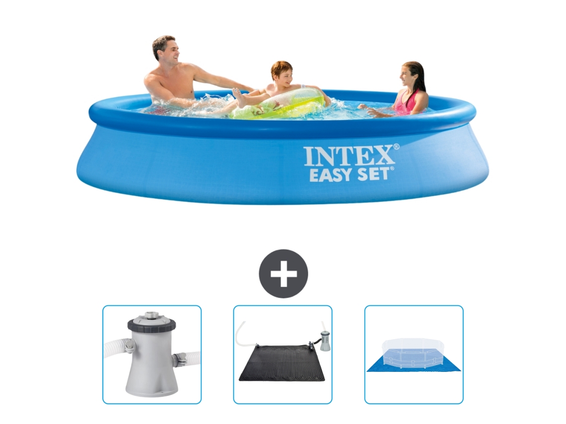 Piscina Inflável Redonda INTEX Easy Set 305 X 61 Cm Azul Incluída Bomba de Filtro de Piscina Tapete Solar Folha de Base