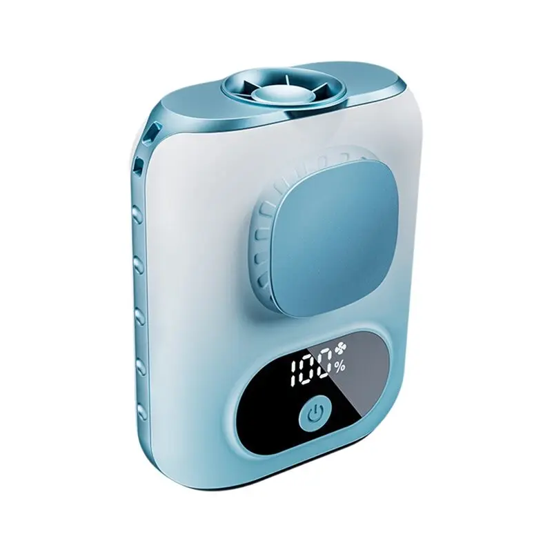 (azul) Ventilador Portátil De Alta Velocidade Para Cintura E Pescoço Com Bateria De 6000mah