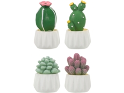 Conjunto De 4 Peças De Cactos Suculentos Decorativos Em Resina, Com Design Encantador.