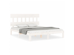 Cama Sem Colchão 160x200 cm Madeira de Pinho Maciça Branco MAISON EXCLUSIVE