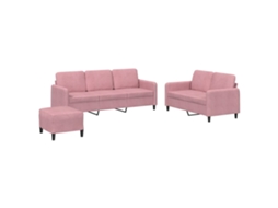Conjunto 3 de Sofás Veludo Vida Xl Rosa