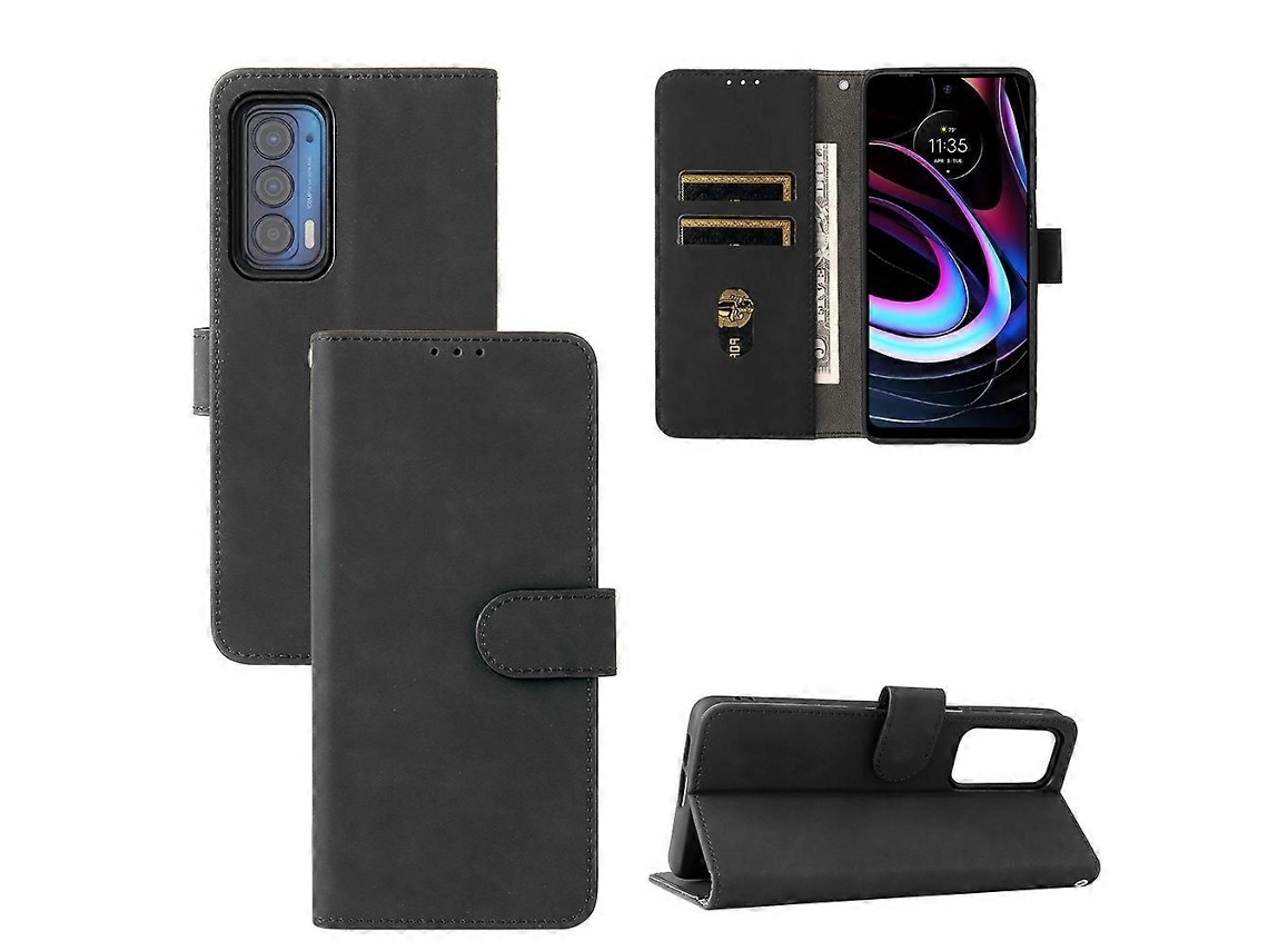 Capa De Couro Pu Com Fecho Magnético, Aba Horizontal, Cor Sólida E Toque Aveludado Para Motorola Edge (2021), Com Suporte, Compartimentos Para Cartões