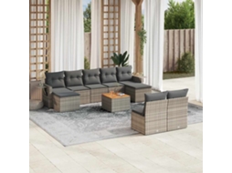 Vidaxl 10 Pcs Conjunto Sofás de Jardim C/ Almofadões Vime Pe Cinzento