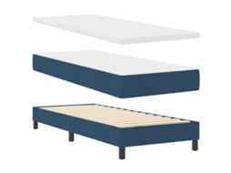 Conjunto 1 Cama Box Vidaxl Azul Tecido (200 X 80 Cm)