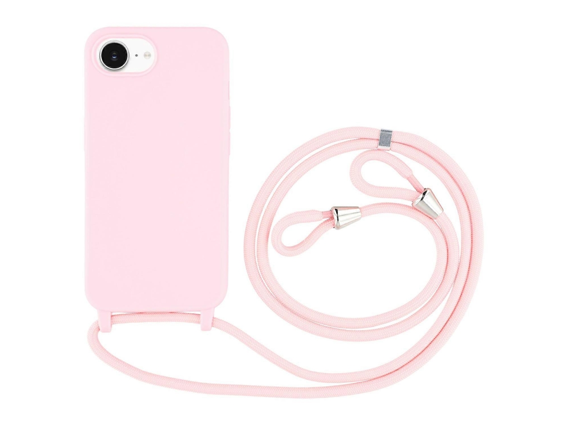 Capa De Tpu Macia À Prova De Choque Com Cordão Ajustável Para Iphone 16e - Rosa