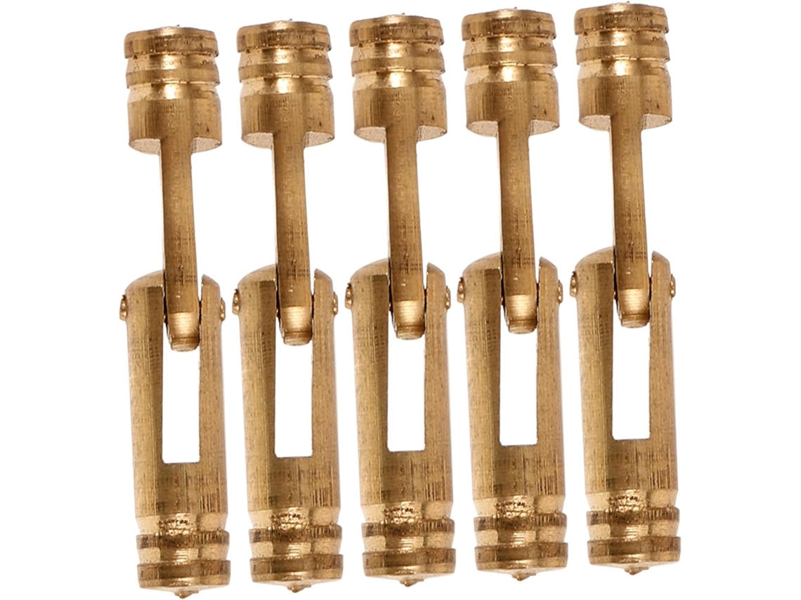Conjunto De 5 Dobradiças De Madeira Vintage Em Latão, Pequenas E