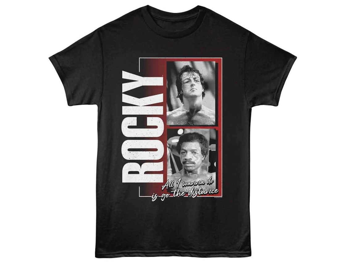 Unisex Adult T-shirt Rockinstone Rocky Two Photos Black Sizexxl