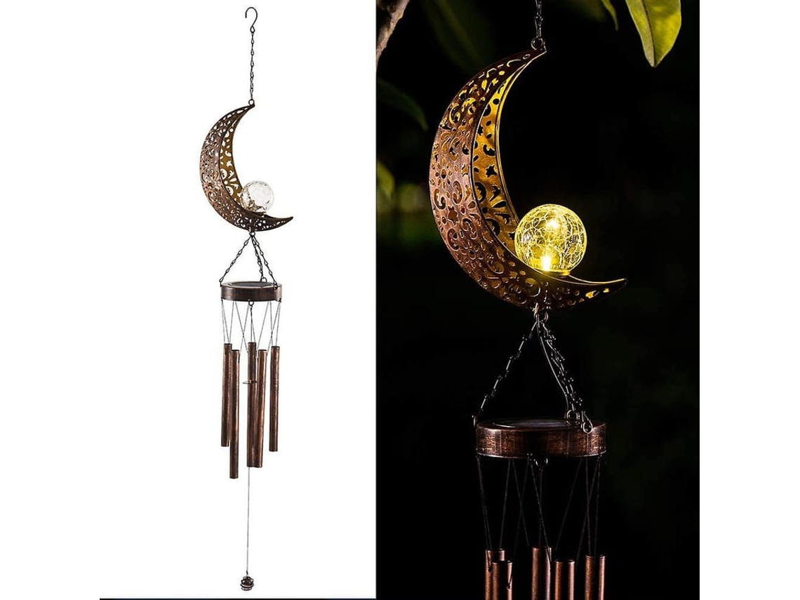 Luz Pendente Solar Com Led Móvel Lua Campainha Eólica Impermeável Decorativa Para Jardim Pátio Varanda