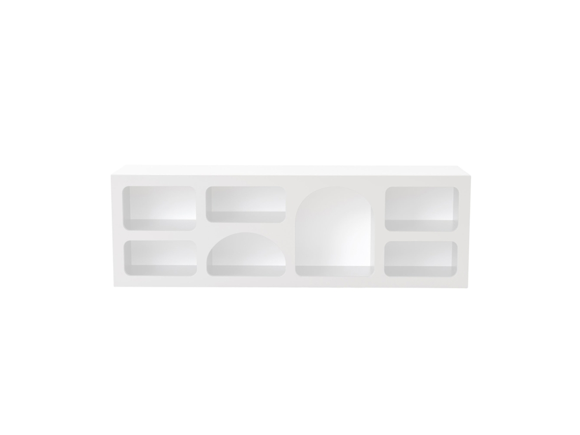 Ferlis Aparador Baixo Com 7 Nichos Design Orgânico Branco 160x50cm Concept U