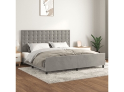 Cama De Casal | Camas Para Quarto | Estrutura De Cama Sem Colchão 200x200 Cm Veludo Cinzento-claro