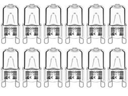 Lurelia Pacote com 12 Lâmpadas Halógenas G9 33w 230v 2800k 380lm, Brancas Quentes, Reguláveis, Cápsula Transparente, Uso Interno