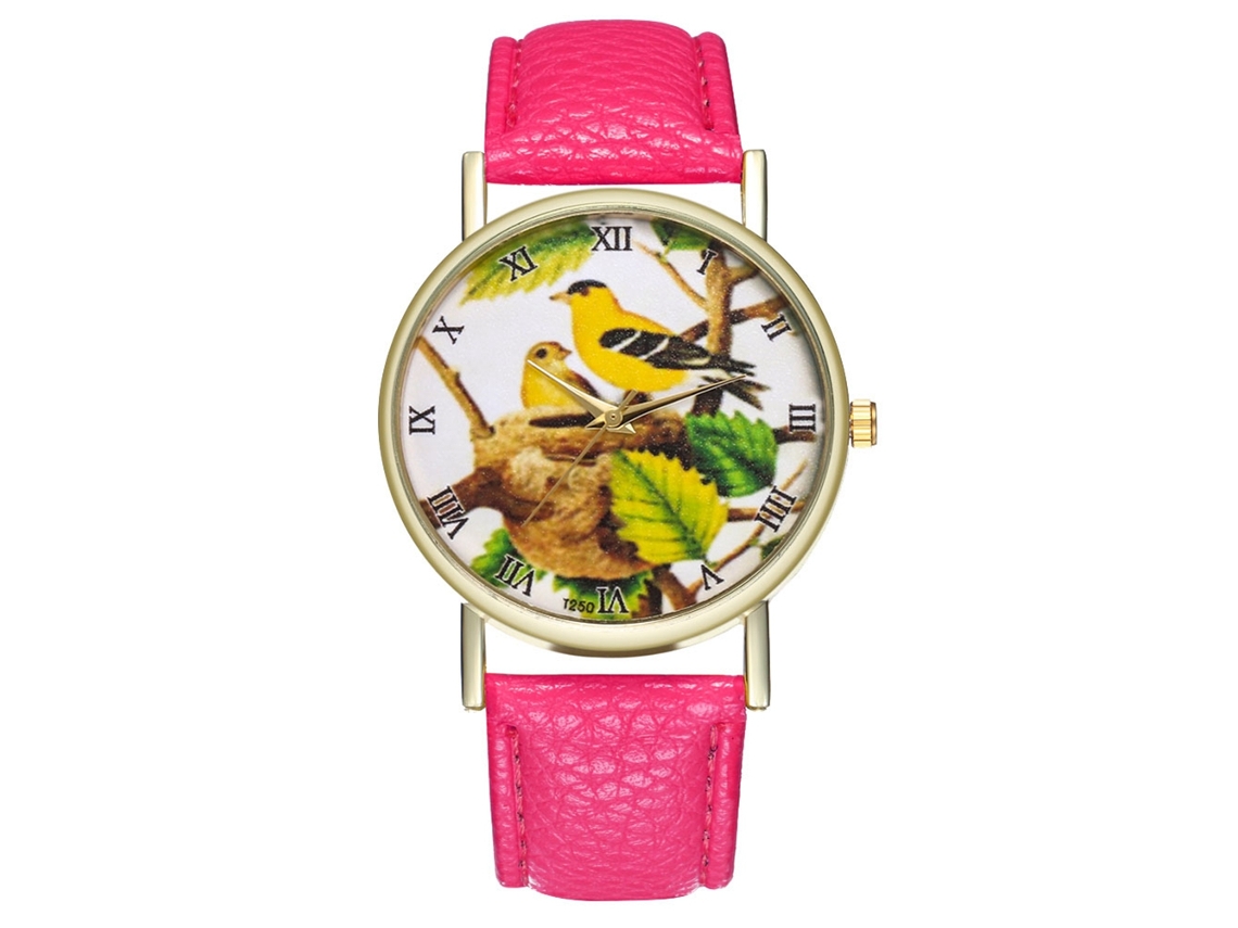 Reloj De Pulsera De Pareja Analógico Con Correa De Pu Moda Rojo Rosa Cuarzo