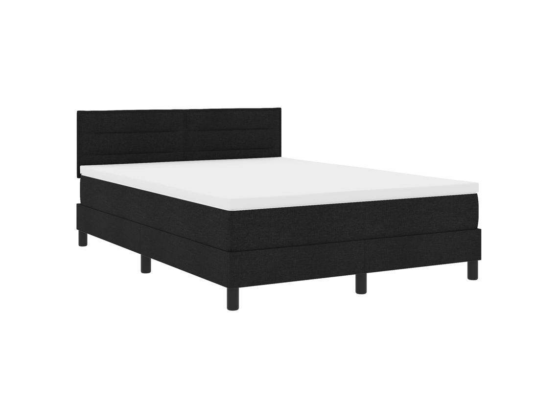 Conjunto 1 Cama Box Vidaxl Preto Tecido (140 X 190 Cm)
