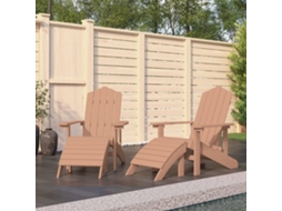 Vidaxl Cadeiras Jardim Adirondack C/ Apoio De Pés 2 Pcs Pead Castanho