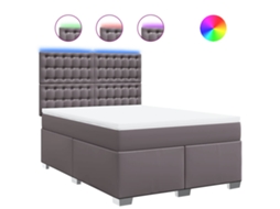 Cama com Molas Couro Artificial Cinzento MAISON EXCLUSIVE 140x200 cm