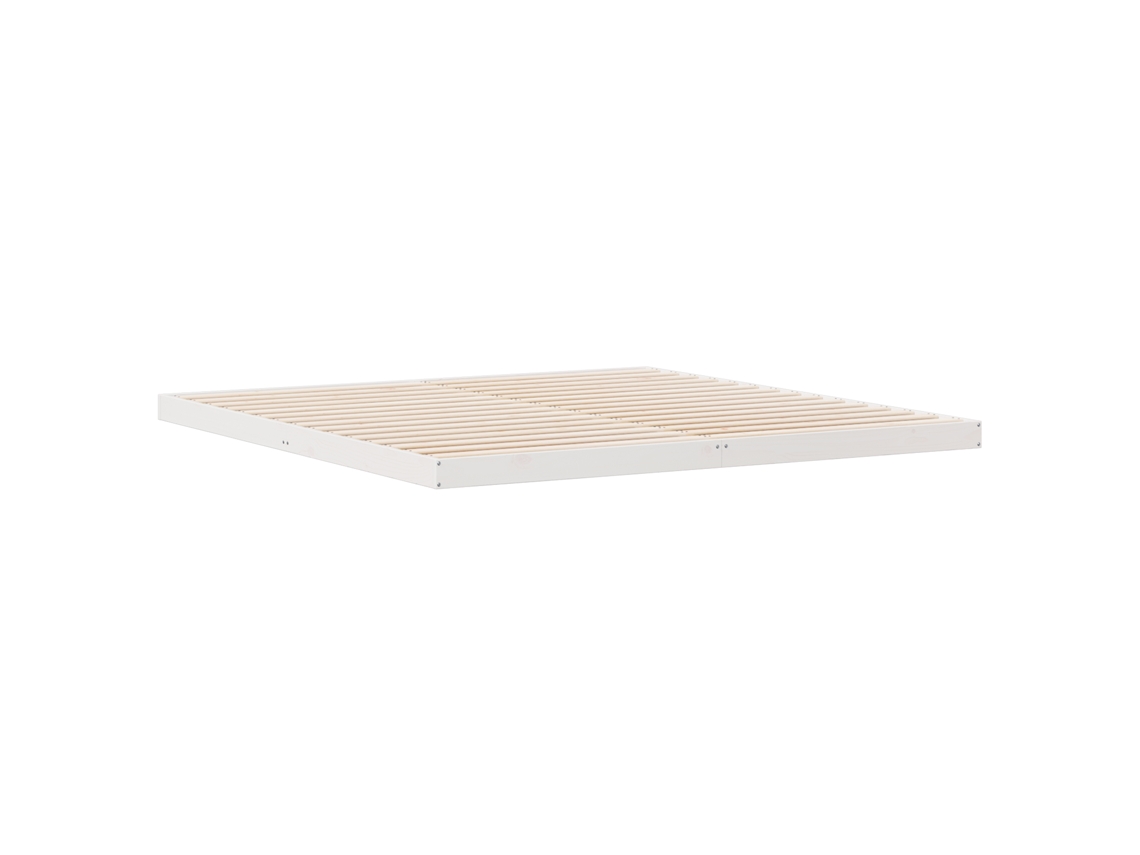 Conjunto 1 Estrutura De Cama De Chão Vidaxl Branco Madeira De Pinho Maciça (213,5 X 204 X 9 Cm)