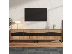 Móvel De Tv 180x40x50 Cm - Com 4 Armários, 8 Pernas, Capacidade Para 30 Kg, Design Simétrico - Natural