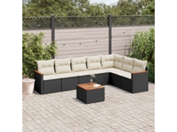 Vidaxl 8 Pcs Conjunto Sofás De Jardim Com Almofadões Vime Pe Preto