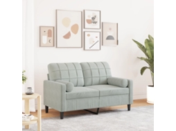 Vidaxl Sofá 2 Lugares + Almofadas Decorativas 120cm Veludo Cinza-claro