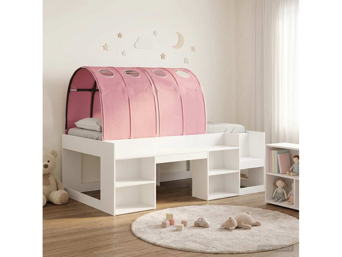 Vidaxl Estrutura De Cama Com Túnel 3 Unid. Branco E Rosa