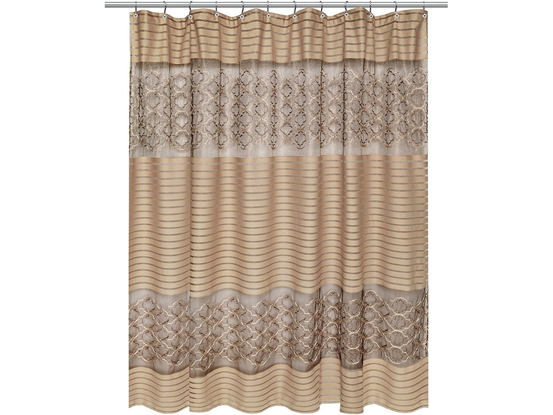 Cortina De Chuveiro Popular Bath Collection Modelo Spindle Collection 70 X 72 Polegadas Cor Dourada Microfibra 72 De Vayotoy