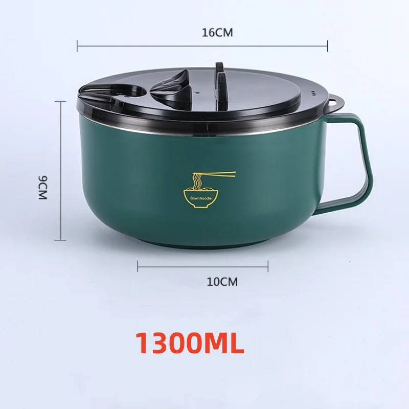 Copo Para Ramen Em Aço Inoxidável 304 Com Tampa Resistente Ao Calor Mdug (verde, 1000 Ml)