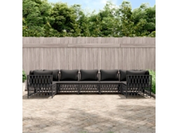 Vidaxl 7 Pcs Conjunto Lounge De Jardim Com Almofadões Aço Antracite