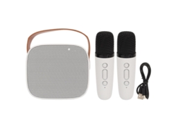 Máquina de karaokê portátil S/MARCA, com microfone sem fio, alto-falante Bluetooth, bateria 1600mah, branco