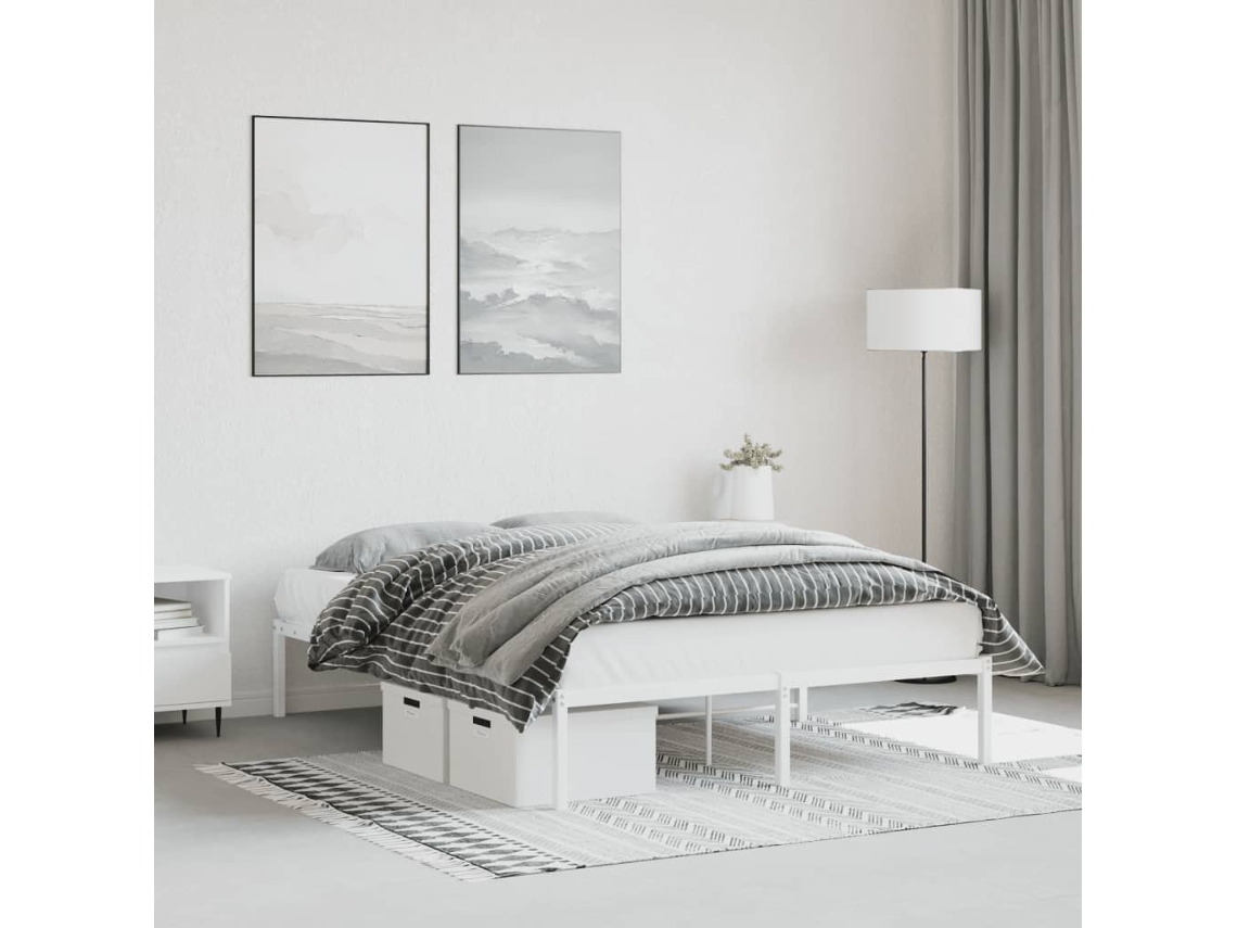 Vidaxl Estrutura De Cama 140x200 Cm Metal Branco