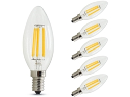Lâmpada Led Vela Dimerizável E14 4w Branco Quente (2700k) 400 Lúmens Pacote com 6 ORBITRA COMMERCE (ponta em Chama)