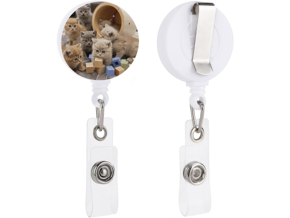 Carretel Retrátil Com Presilha Jacaré, Chaveiro de Identificação, Porta Crachá, Conjunto Com Blocos, Porta Crachás