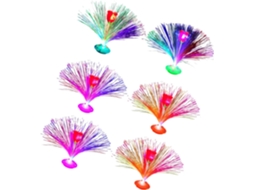 Conjunto De 6 Luminárias Noturnas Fibra Led Em Formato Flor Com