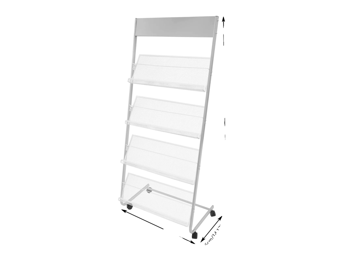 Suporte Para Revistas, Design De 4 Andares, Construção De Metal Durável, Prata Oem