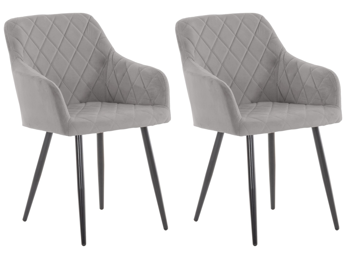 Conjunto de 2 Cadeiras de Jantar Shila Cinza/Veludo CLP